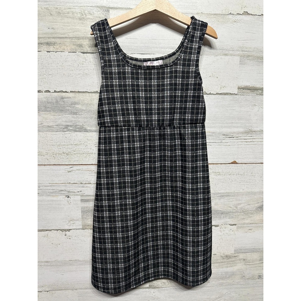Emma‎ and Elsa Dress Girls 10 Black Plaid Sleeveless Preppy Dark Academia EUC